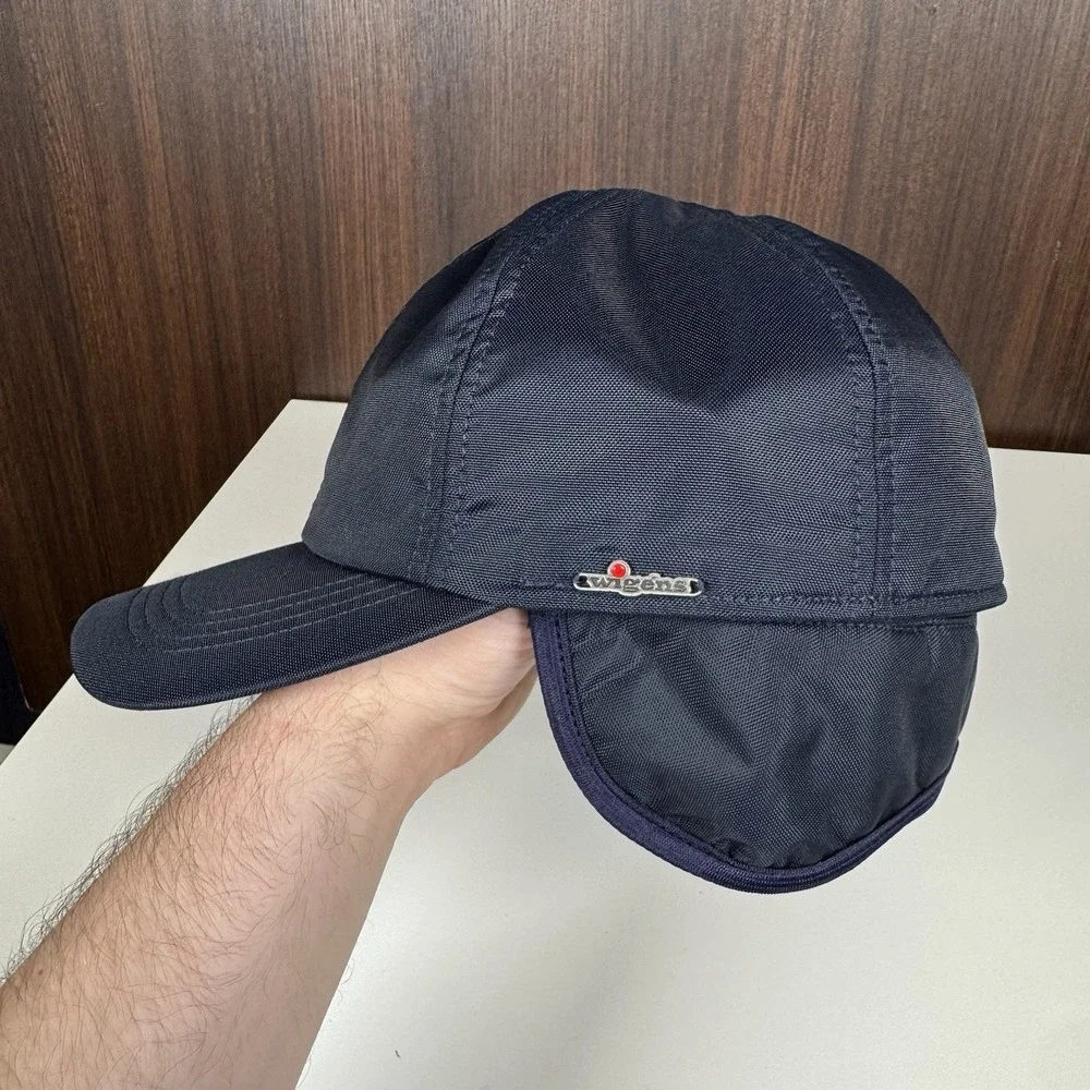 Wigens Aron Lined Winter Hat Cap Ear Flaps Navy Blue - Men's 58